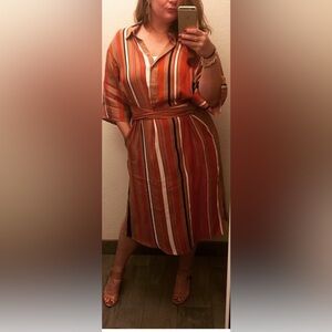 Dress Forum Stripe Tie Waist Midi Dress